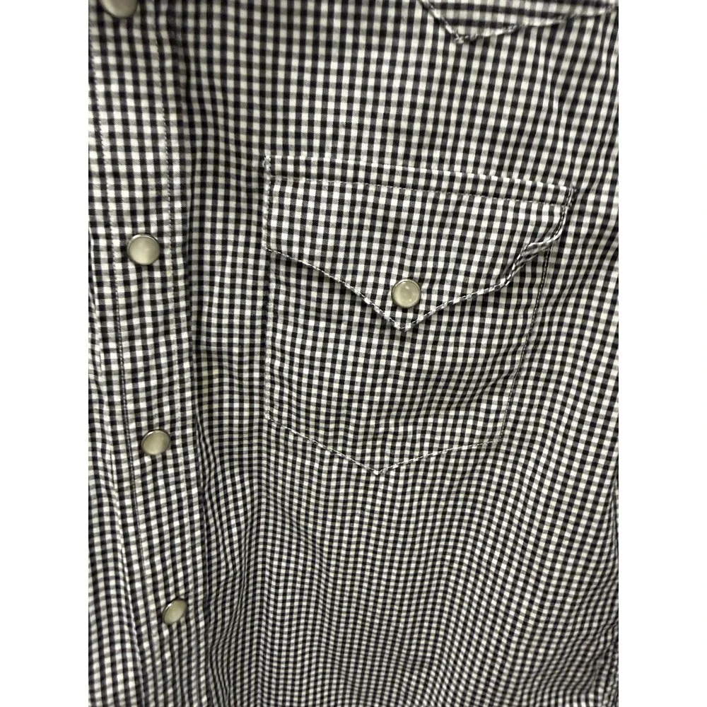Ralph Lauren Boys Black White Gingham Western Snap Shirt M 12/14 RN